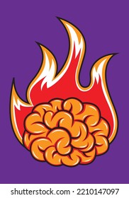 Hot Brain With Fire Illustration