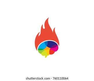 Hot Brain Icon Logo Design Element