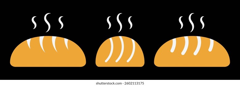 Hot bread, black isolated silhouette