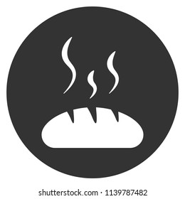 Hot bread icon. Bakery icon. Yellow background. Vector flat sign. Gray background.
