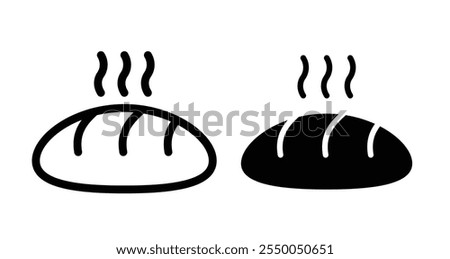 Hot bread Icon set in black filled and line.
