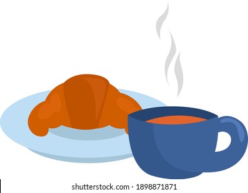 Desayuno caliente, ilustración, vector sobre fondo blanco.