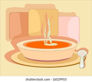 Hot breakfast or soup ready to serve or eat