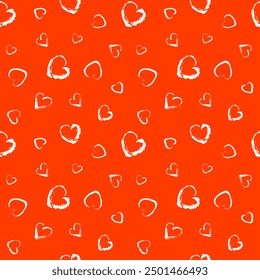 Patrón transparente caliente y brillante con corazones en el cepillo en Vector