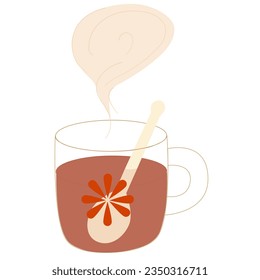 Hot brown tea on a cold day