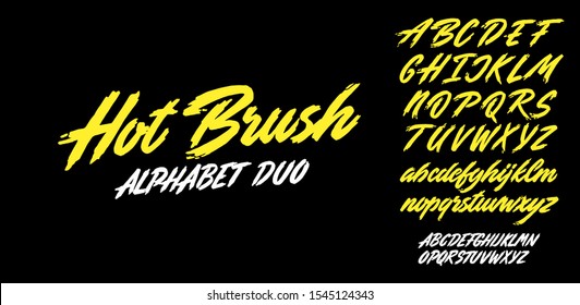 Hot Brush Alphabet Duo. Vector Script.
