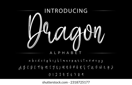 Hot brush alphabet duo. Vector script.