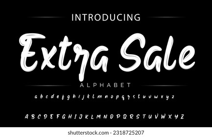 Hot brush alphabet duo. Vector script.