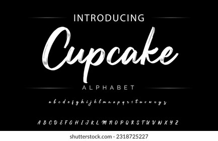 Hot brush alphabet duo. Vector script.