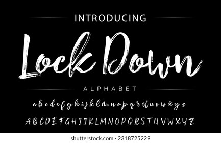 Hot brush alphabet duo. Vector script.