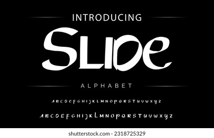 Hot brush alphabet duo. Vector script.