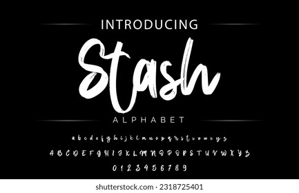 Hot brush alphabet duo. Vector script.