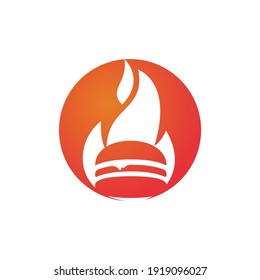 Designvorlage für das Hot Burger-Feuer-Vektorlogo. Geräumige Kochburger-Design-Vorlage.