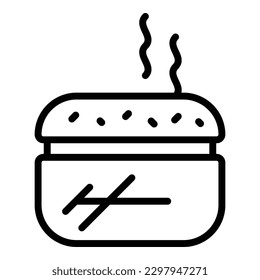 Hot Burger Symbol Umrissvektor. Mahlzeit vom Gericht. Küche