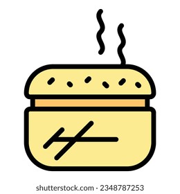 Hot burger icon outline vector. Dish meal. Food cuisine color flat