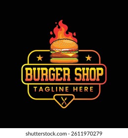 Hot Burger Logo Design, cafe logo, food logo