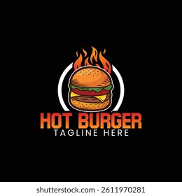 Hot Burger Logo Design, cafe logo, food logo