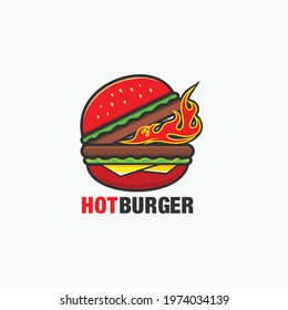 Hot burger logo design concept. Burger icon vector design
