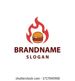 Hot burger logo design template 