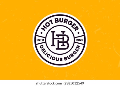 Hot Burger Logo Design Template in Vintage or Retro Style