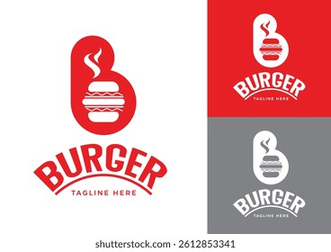 Hot burger logo design template