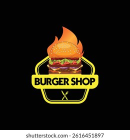 Hot Burger Logo Design Template