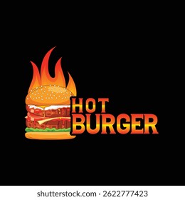 Hot Burger Logo Design Template, Burger Logo