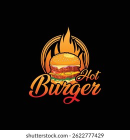 Hot Burger Logo Design Template, burger logo