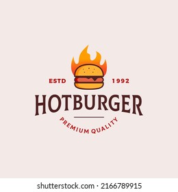Hot burger logo design vector illustration