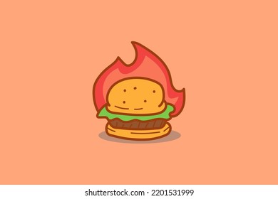 Hot Burger Logo with fire icon