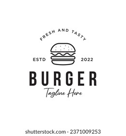 Hot burger logo fresh and tasty retro vintage.Logo for restaurant, business, label, badge and emblem.