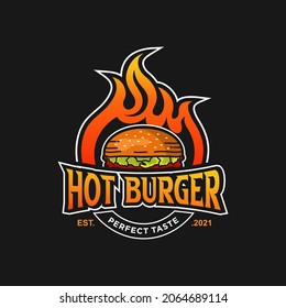 Hot Burger logo Premium Vector