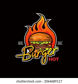 Hot Burger logo Premium Vector