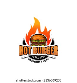 Hot burger logo template Premium Vector