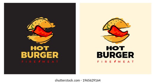 Hot burger with pepper logo in modern style