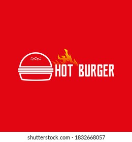 hot burger red and white color logo vector modern style