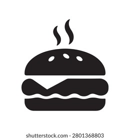 Hot Burger Silhouette Icon - Fast Food Hamburger Vector Graphic
