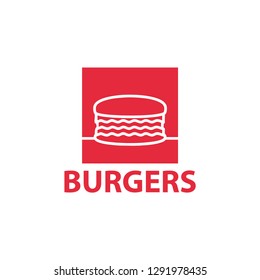 Hot burgers vector logo, fast food, lettering