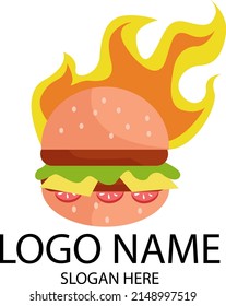 Hot burgers vector logo, fast food, vector illustration for logo