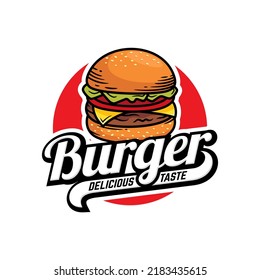 Hot Burgers Vector Logo Illustration. Modern burgers emblem. Vector art.