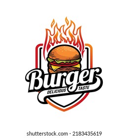 Hot Burgers Vector Logo Illustration. Modern burgers emblem. Vector art.