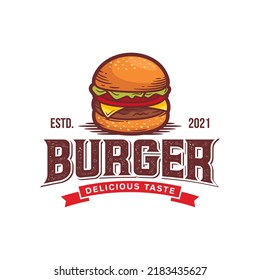 Hot Burgers Vector Logo Illustration. Modern burgers emblem. Vector art.