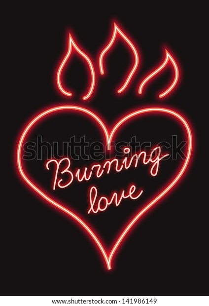 Hot Burning Neon Tube Heart On Stock Vector Royalty Free 141986149