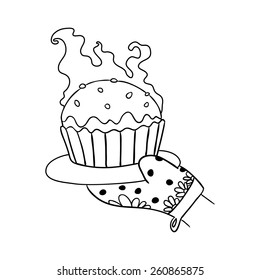 hot cake in vector, isolated contour