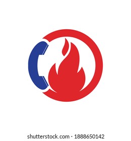 Concepto de diseño de logotipo vectorial de llamada en caliente. Icono de dispositivo e incendio.	

