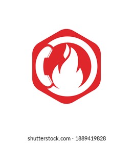 Hot call vector logo design concept. Handset and fire icon.	
