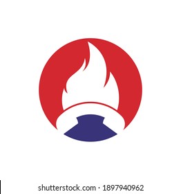 Hot call vector logo design concept. Handset and fire icon.