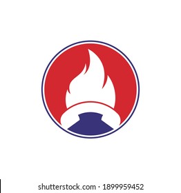 Hot call vector logo design concept. Handset and fire icon.