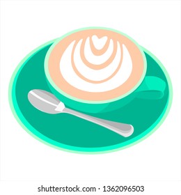 A hot cappuccino coffee with latte vector