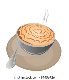 A hot cappuccino cup.